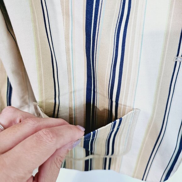 Trendy Chic‎ Casual Corner Stretch Womens Striped Blazer Size 10 Tan/Blue 《906》J - Picture 4 of 8